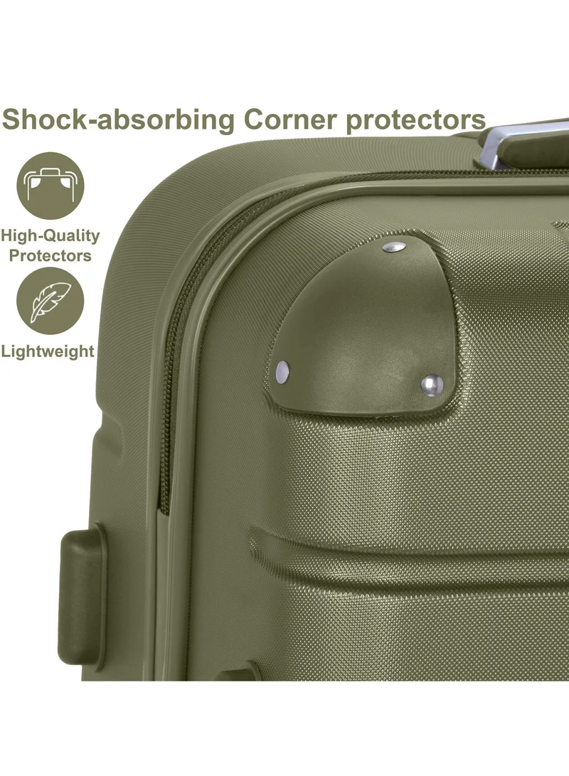 Senator Olive Green Hard Case Travel Bag Cabin Luggage Trolley ABS Lightweight Suitcase with 4 Spinner Wheels A1012 Olive Green  | Best Price UAE